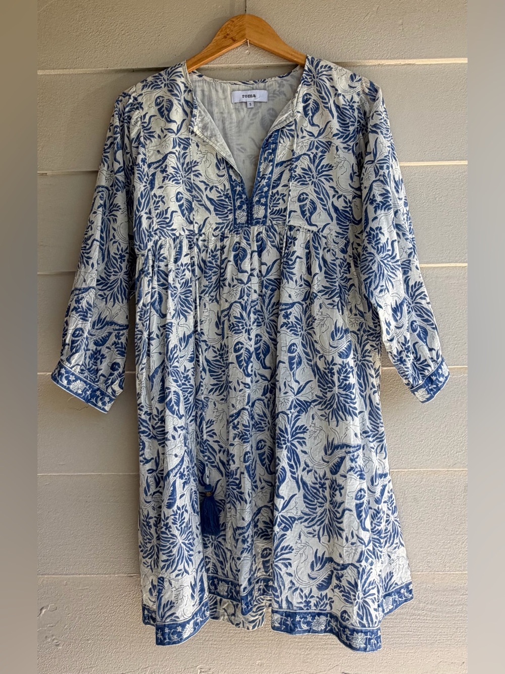 Roma Blue & White Floral Tunic Dress